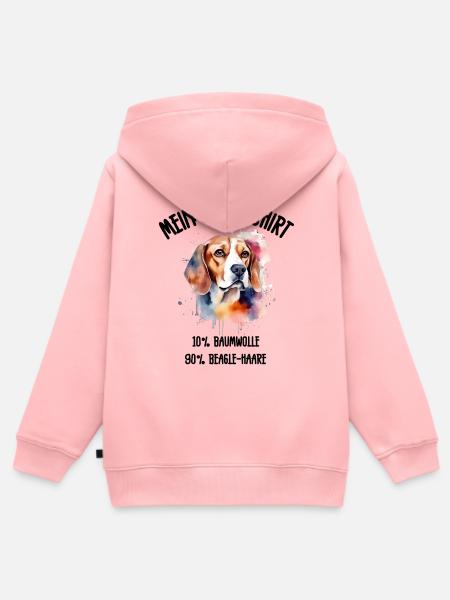 Beagle Porträt Aquarell Schlafshirt - Kinder Premium Organic Zip Hoodie - Rosa