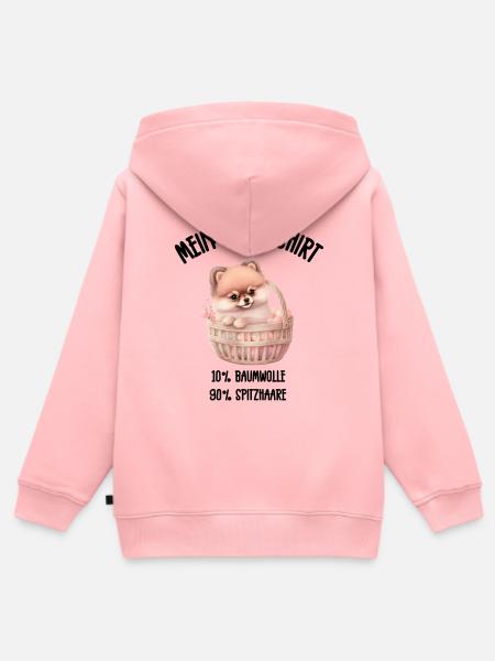 Zwergspitz Korb Herzen Schlafshirt - Kinder Premium Organic Zip Hoodie - Rosa