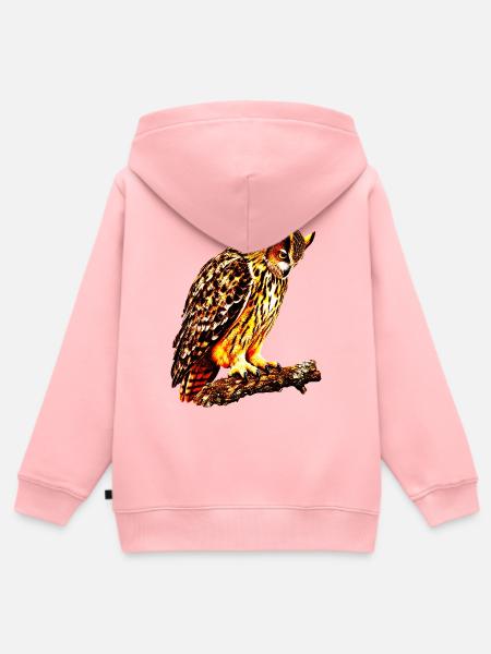 Uhu auf dem Ast - Kinder Premium Organic Zip Hoodie - Rosa