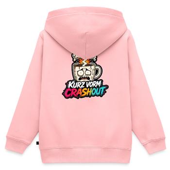 Kurz vorm Crashout Kaffee Tasse gestresst Shirt - Kinder Premium Organic Zip Hoodie - Rosa - Hinten - AI Model Kid Female (0cm)