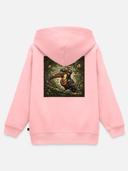 Mechanischer Dschungel-Steampunk-Tukan - Kinder Premium Organic Zip Hoodie - Rosa