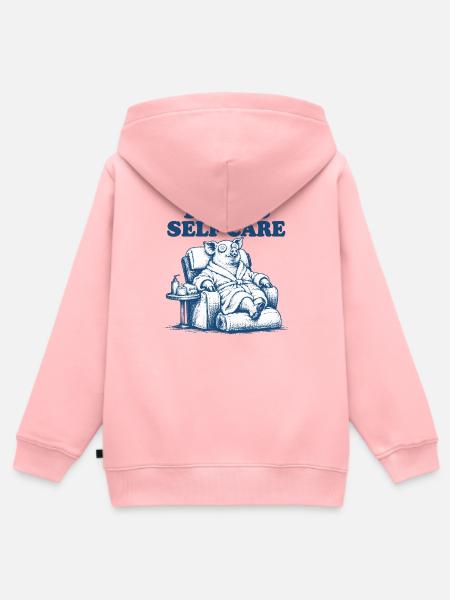 Selbstfürsorge-Bär in Entspannungsmodus - Kinder Premium Organic Zip Hoodie - Rosa