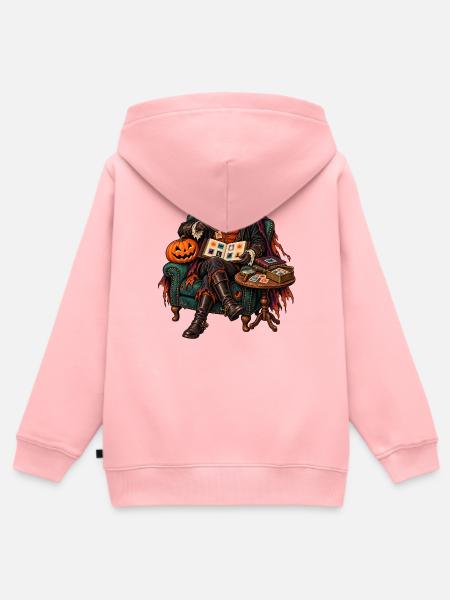 Halloween Tarotmeister im Samtstuhl - Kinder Premium Organic Zip Hoodie - Rosa