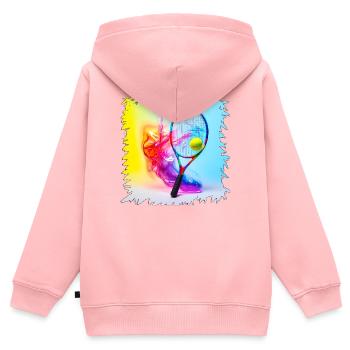 Farbenexplosion Tennisracket - Kinder Premium Organic Zip Hoodie - Rosa - Hinten - AI Model Kid Female (0cm)