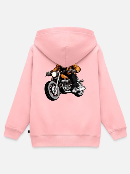 Motorrad Affen - Kinder Premium Organic Zip Hoodie - Rosa