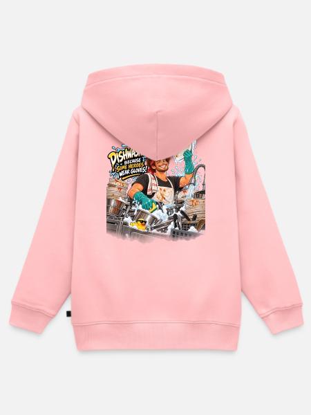 Hero Dishwasher Grüne Handschuhe - Kinder Premium Organic Zip Hoodie - Rosa