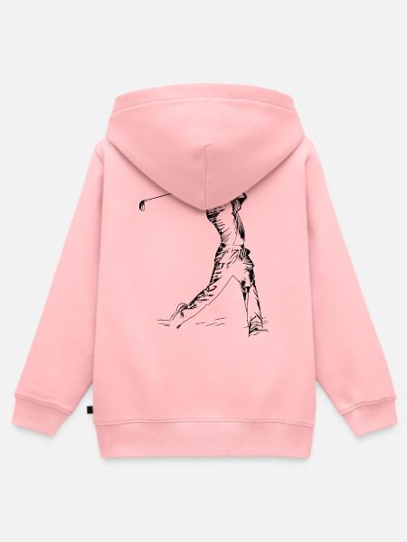 Golfliebhaber Zeichnung - Kinder Premium Organic Zip Hoodie - Rosa