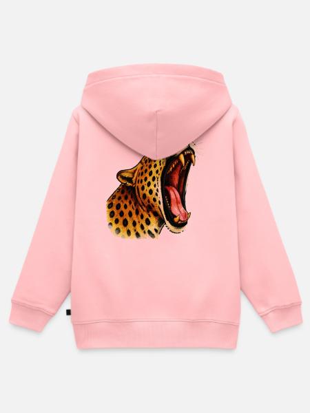Intensive-farbger Leopardenkopf Roar - Kinder Premium Organic Zip Hoodie - Rosa