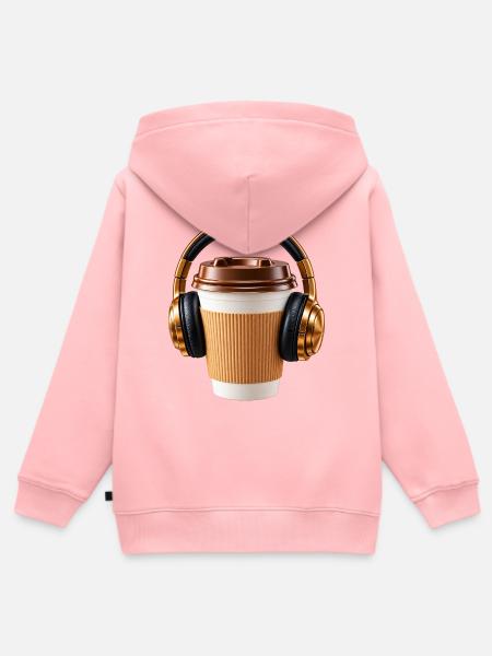 Musik mit Kaffee - Kinder Premium Organic Zip Hoodie - Rosa