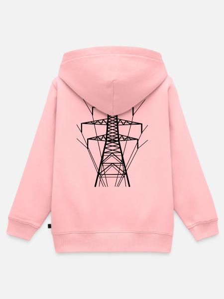Strommast Weiße Silhouette - Kinder Premium Organic Zip Hoodie - Rosa
