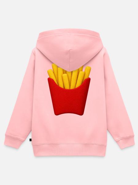 Pommes Frites Cartoon Muster - Kinder Premium Organic Zip Hoodie - Rosa