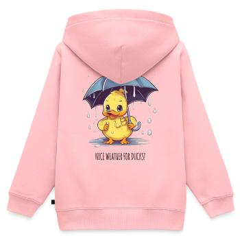 Nice Weather for Ducks – Lustige Regen-Ente - Kinder Premium Organic Zip Hoodie - Rosa - Hinten - AI Model Kid Female (0cm)
