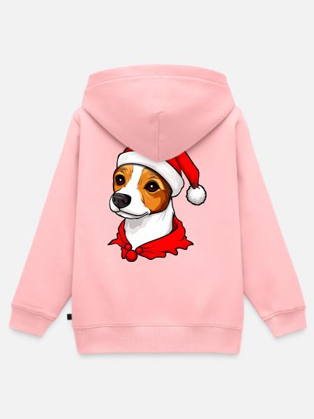 Jack Russel Terrier Weihnachten - Kinder Premium Organic Zip Hoodie - Rosa