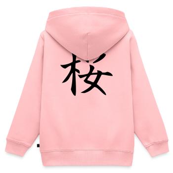 sakura / Kirschblüte - Kinder Premium Organic Zip Hoodie - Rosa - Hinten - AI Model Kid Female (0cm)