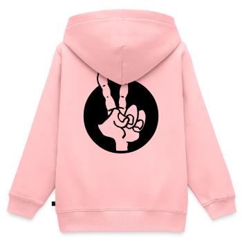 Hand peace - Sweat Premium à capuche zippé enfant bio - rose - Dos - AI Model Kid Female (0cm)