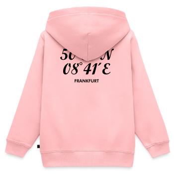 Frankfurter Koordinaten Frankfurt - Kinder Premium Organic Zip Hoodie - Rosa - Hinten - AI Model Kid Female (0cm)