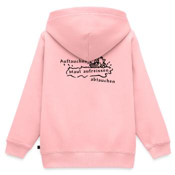 Hippopotame - Sweat Premium à capuche zippé enfant bio - rose - Dos - AI Model Kid Female (0cm)