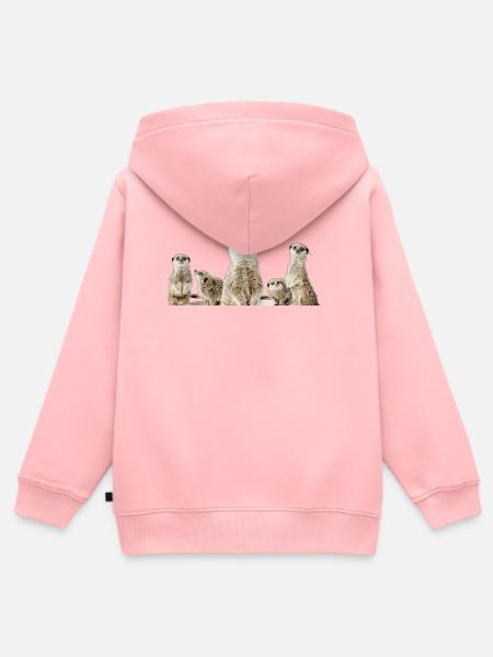 Erdmännchen Familie - Kinder Premium Organic Zip Hoodie - Rosa