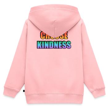 Gay Pride Regenbogen Wählen Sie Freundlichkeit Typografie - Kinder Premium Organic Zip Hoodie - Rosa - Hinten - AI Model Kid Female (0cm)