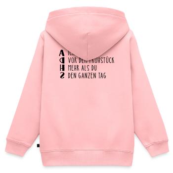 Provokanter ADHS Spruch - Kinder Premium Organic Zip Hoodie - Rosa - Hinten - AI Model Kid Female (0cm)