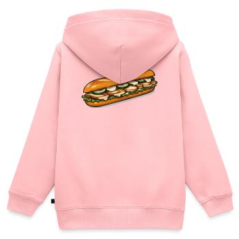 Bunter Baguette-Sandwich - Kinder Premium Organic Zip Hoodie - Rosa - Hinten - AI Model Kid Female (0cm)