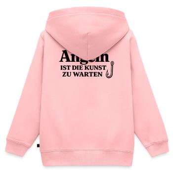 Angeln ist die Kunst zu warten – Angelhaken Spruch - Kinder Premium Organic Zip Hoodie - Rosa - Hinten - AI Model Kid Female (0cm)