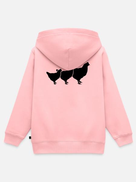 Hühner Trio Silhouette - Kinder Premium Organic Zip Hoodie - Rosa