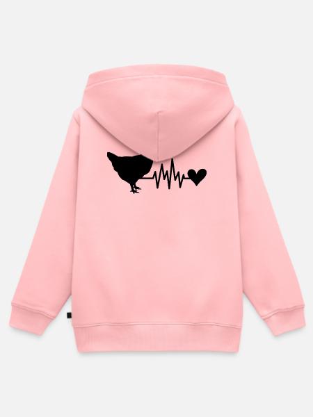 Huhn Herz - Kinder Premium Organic Zip Hoodie - Rosa