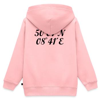 Frankfurter Koordinaten Frankfurt am Main - Kinder Premium Organic Zip Hoodie - Rosa - Hinten - AI Model Kid Female (0cm)