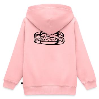 Burger Icône Symbole Illustration Graphique Alimentaire Logo - Sweat Premium à capuche zippé enfant bio - rose - Dos - AI Model Kid Female (0cm)