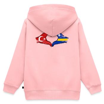 Türkei Curacao Flagge Hände Herzform used - Kinder Premium Organic Zip Hoodie - Rosa - Hinten - AI Model Kid Female (0cm)