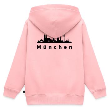 Skyline München - Kinder Premium Organic Zip Hoodie - Rosa - Hinten - AI Model Kid Female (0cm)