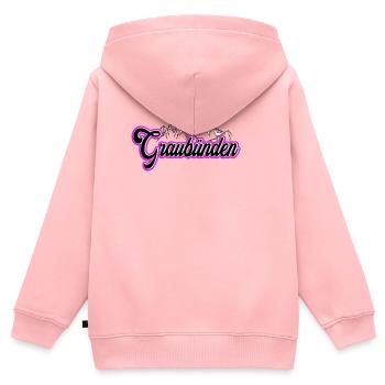 Graubünden Berglandschaft Schrift - Kinder Premium Organic Zip Hoodie - Rosa - Hinten - AI Model Kid Female (0cm)