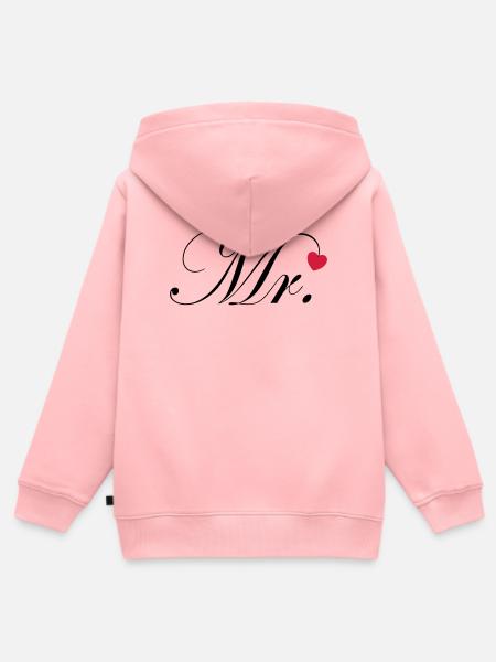 Mr Design Bräutigam Hochzeit Herz Geschenk Paar - Premium børne zip-hættetrøje økologisk - rosa