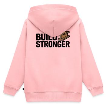 Build Stronger Logo - Kinder Premium Organic Zip Hoodie - Rosa - Hinten - AI Model Kid Female (0cm)