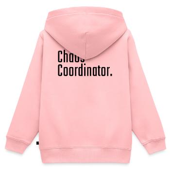 Chaos Coordinator - Typografie Spruch - Kinder Premium Organic Zip Hoodie - Rosa - Hinten - AI Model Kid Female (0cm)