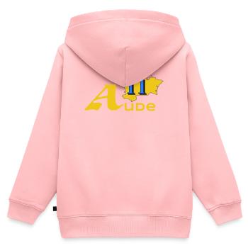 Aude - Kinder Premium Organic Zip Hoodie - Rosa - Hinten - AI Model Kid Female (0cm)