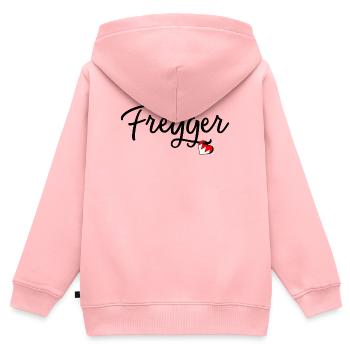 Fregger - Kinder Premium Organic Zip Hoodie - Rosa - Hinten - AI Model Kid Female (0cm)