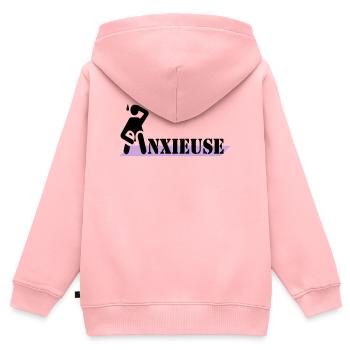 anxious - Kids Premium Organic Zip-up Hoodie - rose - Back - AI Model Kid Female (0cm)
