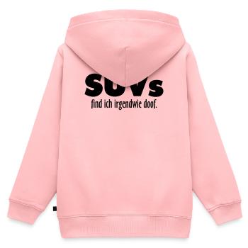 SUVs find ich irgendwie doof - Kinder Premium Organic Zip Hoodie - Rosa - Hinten - AI Model Kid Female (0cm)