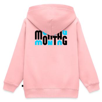 Montag Black/Cyan - Kinder Premium Organic Zip Hoodie - Rosa - Hinten - AI Model Kid Female (0cm)