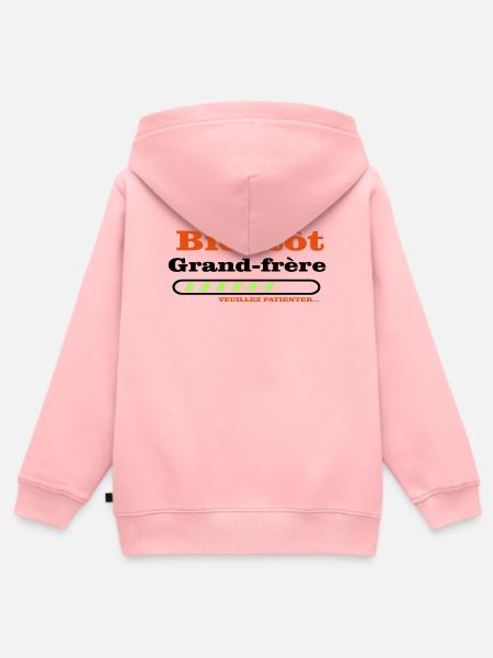 Bientôt grand frere - Sweat Premium à capuche zippé enfant bio - rose