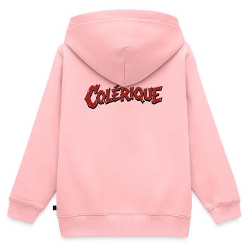 Colérique  - Sweat Premium à capuche zippé enfant bio - rose - Dos - AI Model Kid Female (0cm)