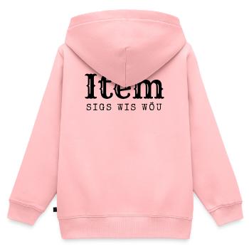 Berner sagen das "Item sigs wis wöu" - Kinder Premium Organic Zip Hoodie - Rosa - Hinten - AI Model Kid Female (0cm)