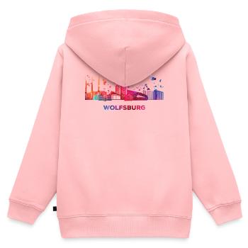Wolfsburger Skyline Wolfsburg - Kinder Premium Organic Zip Hoodie - Rosa - Hinten - AI Model Kid Female (0cm)