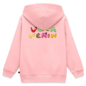 Vegan  Bunte Gemüsebuchstaben - Kinder Premium Organic Zip Hoodie - Rosa - Hinten - AI Model Kid Female (0cm)