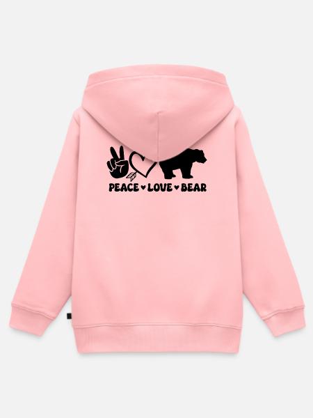 Peace Love Bear - Kinder Premium Organic Zip Hoodie - Rosa