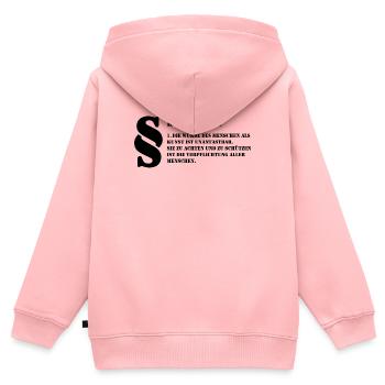 1 Kunstrechte | Jeder Mensch ist Kunst - Kinder Premium Organic Zip Hoodie - Rosa - Hinten - AI Model Kid Female (0cm)
