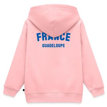 Guadeloupe France - Kinder Premium Organic Zip Hoodie - Rosa - Hinten - AI Model Kid Female (0cm)