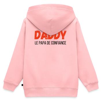 Daddy, der vertraute Papa – Geschenkidee - Kinder Premium Organic Zip Hoodie - Rosa - Hinten - AI Model Kid Female (0cm)